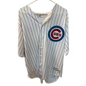 Vintage Chicago Cubs Kris Bryant #17 White and Blue Striped Button Jersey Size 2